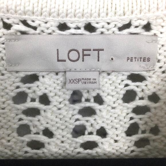 Loft Petites Cottagecore Open Knit Split Neck Cream Pullover Sweater Size XXS - Picture 8 of 13